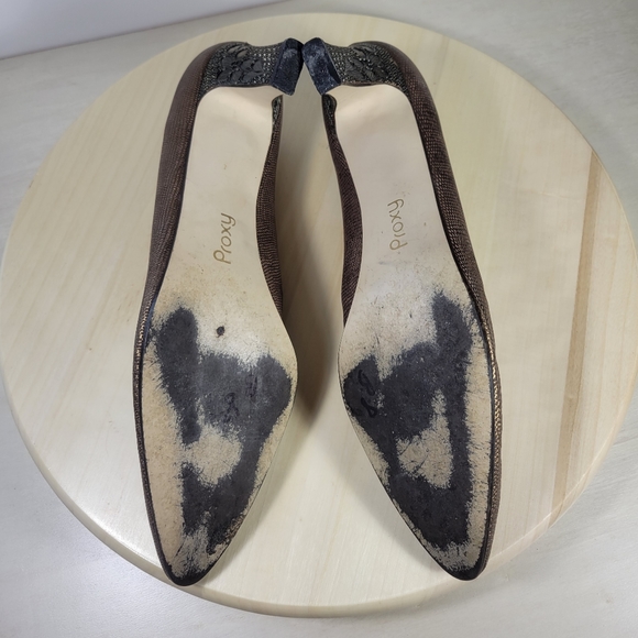 Proxy Vintage Bronze Heels Womens Size 12 N Made In Spain - Picture 7 of 11